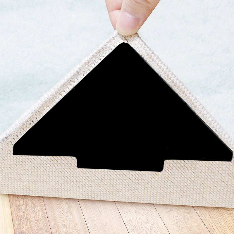 Sahhika Rug Tape, 10 Pcs Double Sided Non Slip Reusable Rug Stopper, Washable Rug Pad Grippers for Hardwood Floors, Tile Floors, Carpets, Floor Mats, Wall (Black) - Image 1